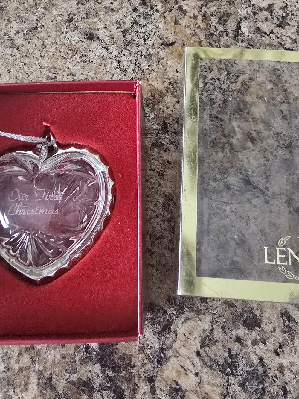 Lenox Pave Jewels Crystal "Our First Christmas" Heart Box Ornament